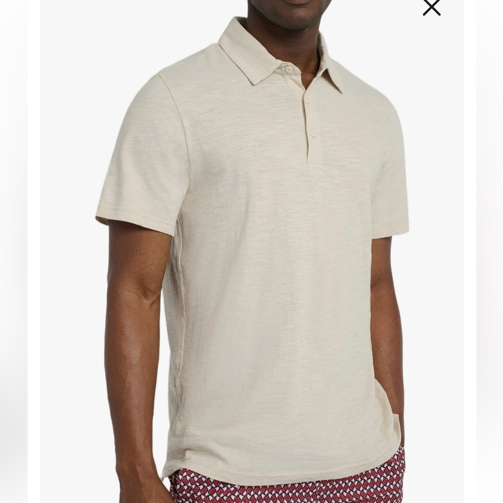 Onia | Men's Short Sleeve Polo Shirt in Stone Cream Size L NWT